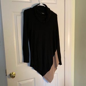 Black Alfani Cowl Neck Asymmetrical Knitted Sweater